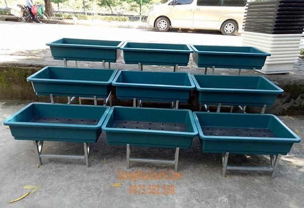 Combo Bộ Giàn bậc thang 3 tầng 9 chậu 68*43 màu Xanh