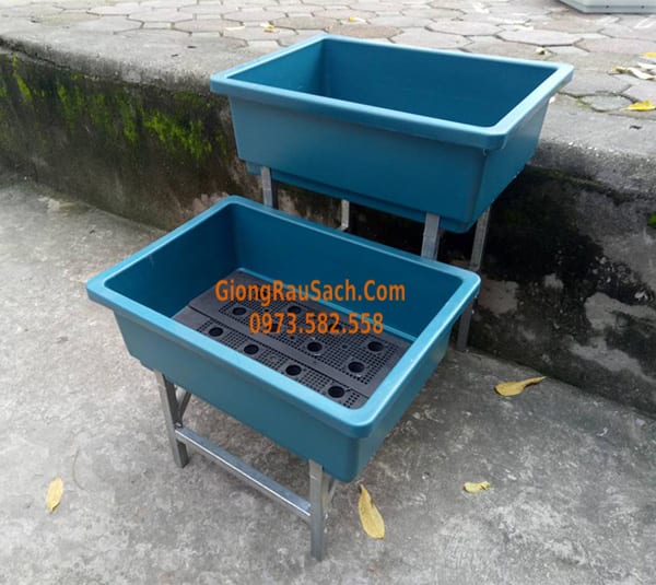 Kệ bậc thang 2 tầng 2 chậu 48*34 trồng rau sạch