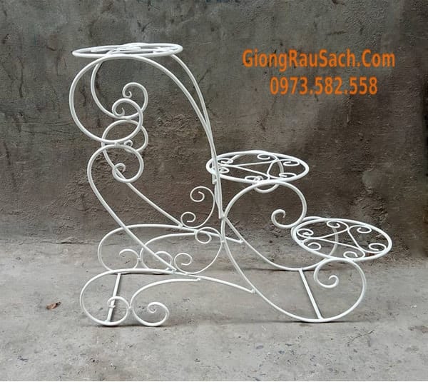 Kệ trang trí nghệ thuật đỡ chậu hoa cây cảnh 3 tầng bậc thang