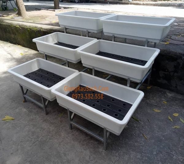 Combo Bộ Giàn bậc thang 3 tầng 6 chậu 68*43 màu Trắng