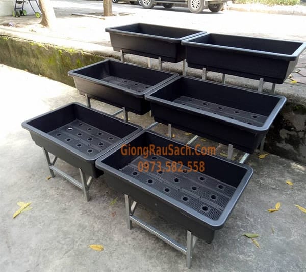 Combo Bộ Giàn bậc thang 3 tầng 6 chậu 68*43 màu Đen