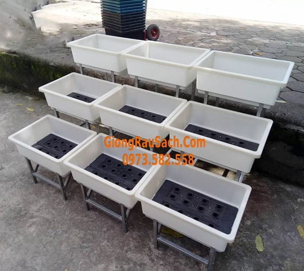Combo Bộ Giàn bậc thang 3 tầng 9 chậu 48*34 màu Trắng